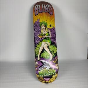 RARE Blind Skateboarding Little Miss Munchies 8.25 x 31.8 Teal Stain Deck